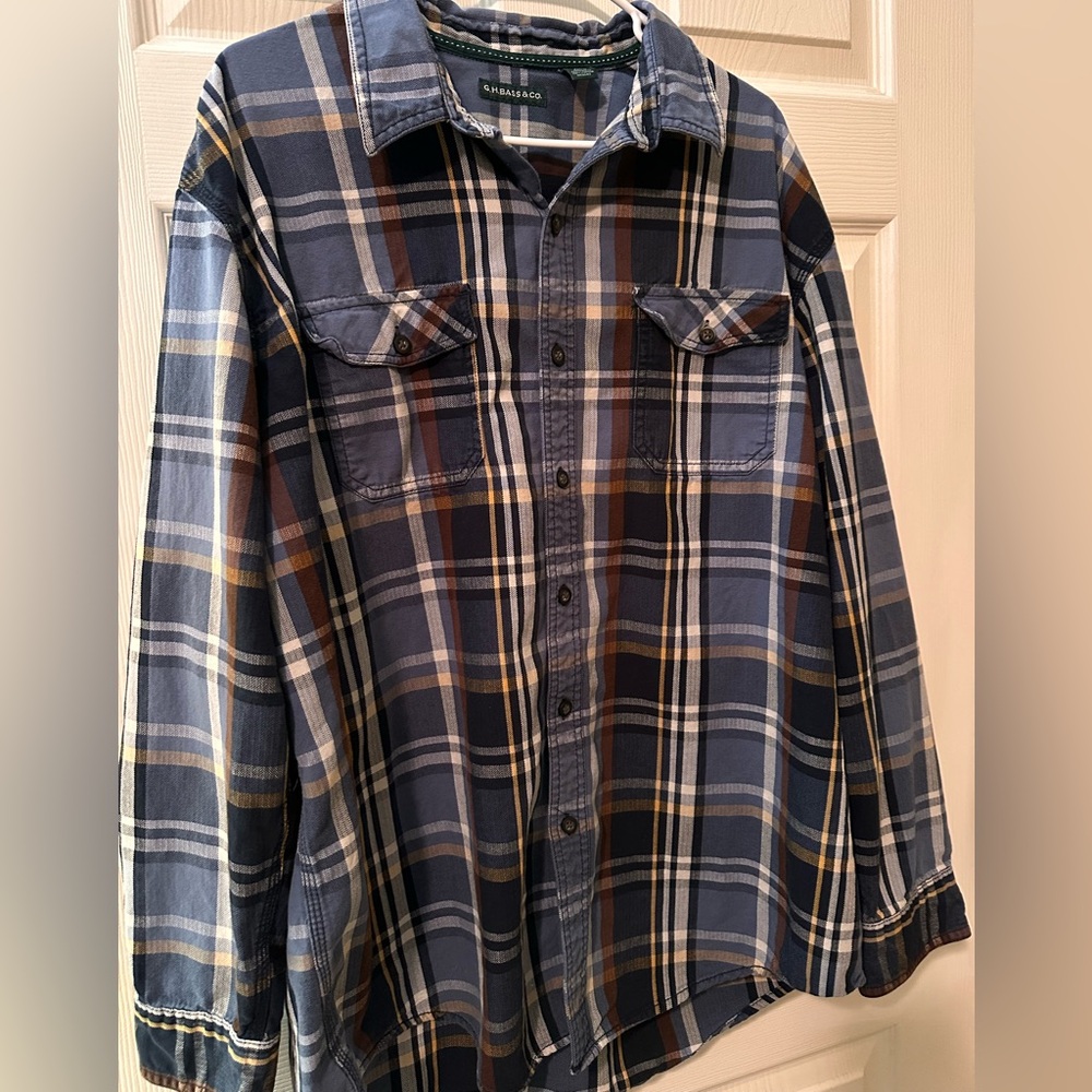 Men's Blue Plaid Shirt G.H. Bass & Co. XL